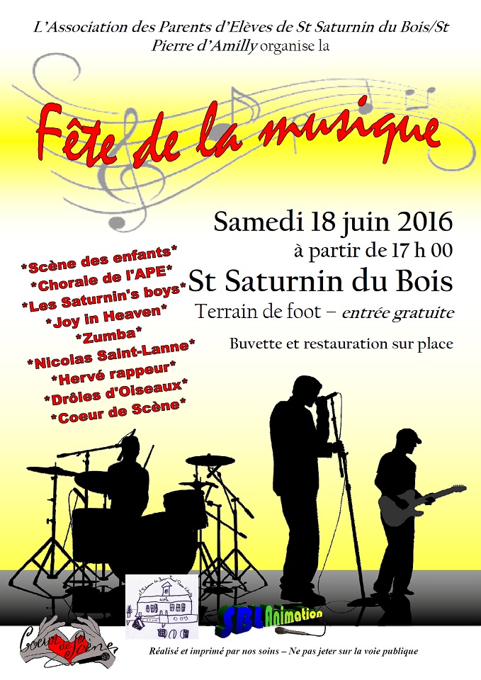 Fête de la musique le 18/06/2016 à Saint-Saturnin-du-Bois